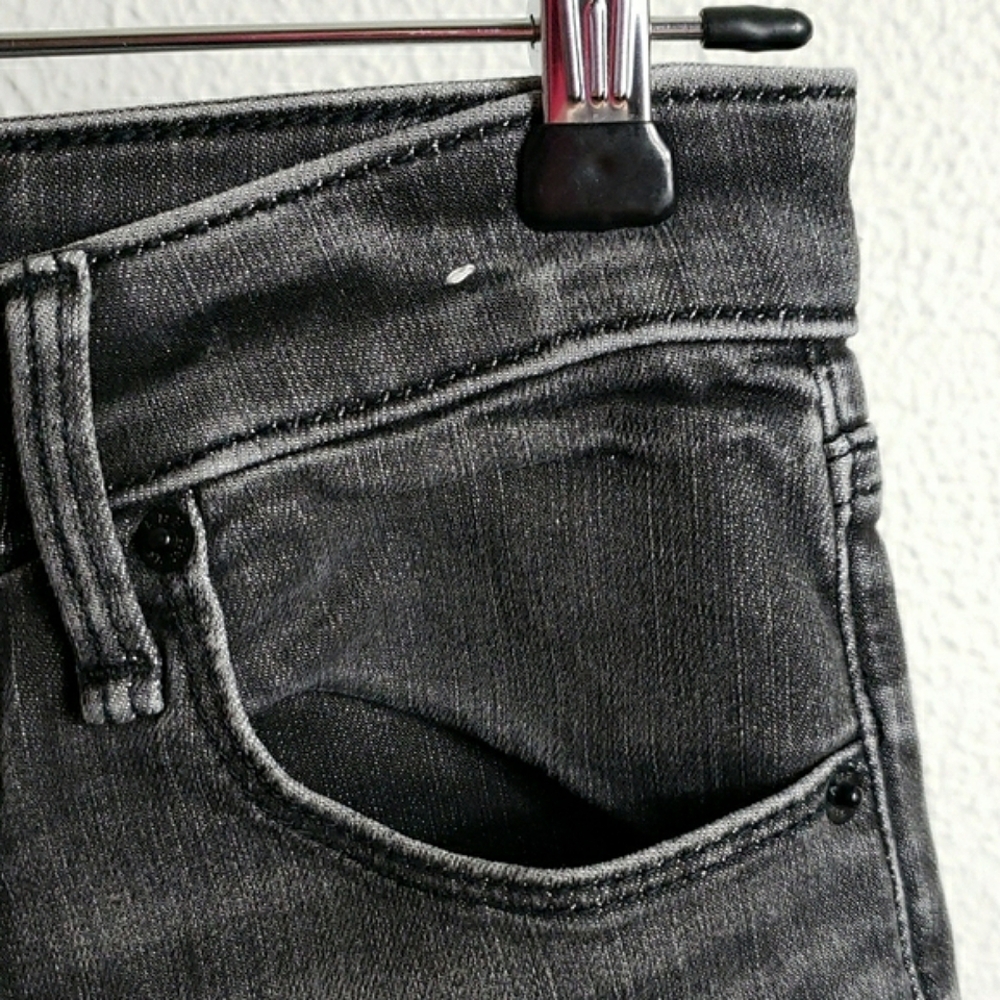 Abercrombie & Fitch Dark Gray Super Skinny Hugh Rise Jeans Raw Distressed Hem - Picture 4 of 14